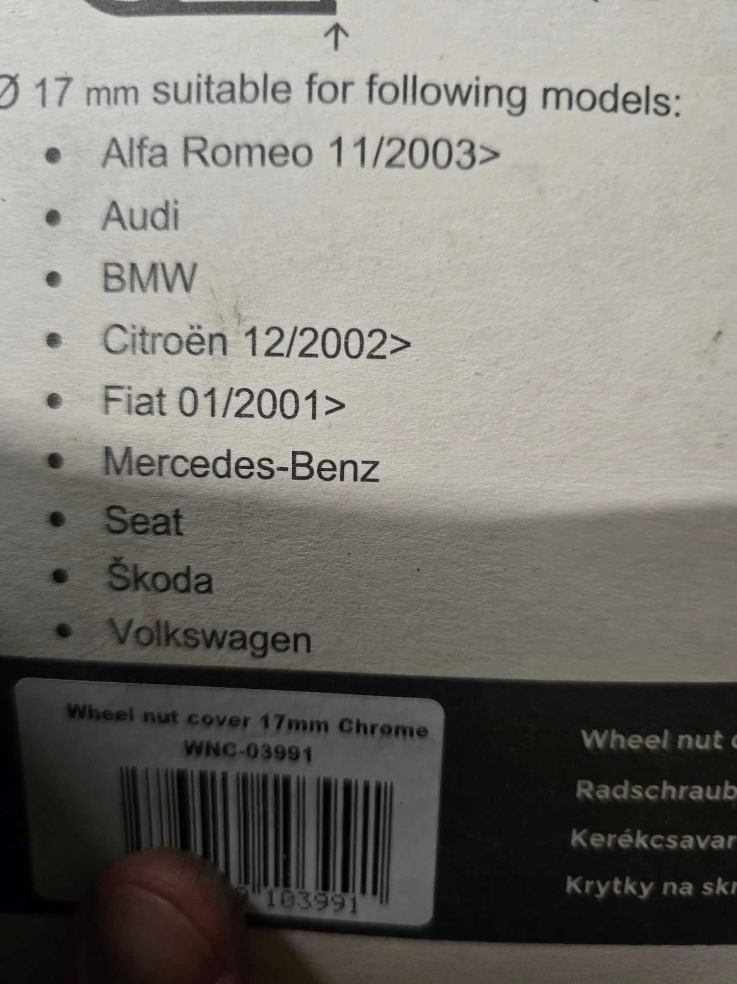 Wielbout cover wheelnut covers chrome 17mm styling